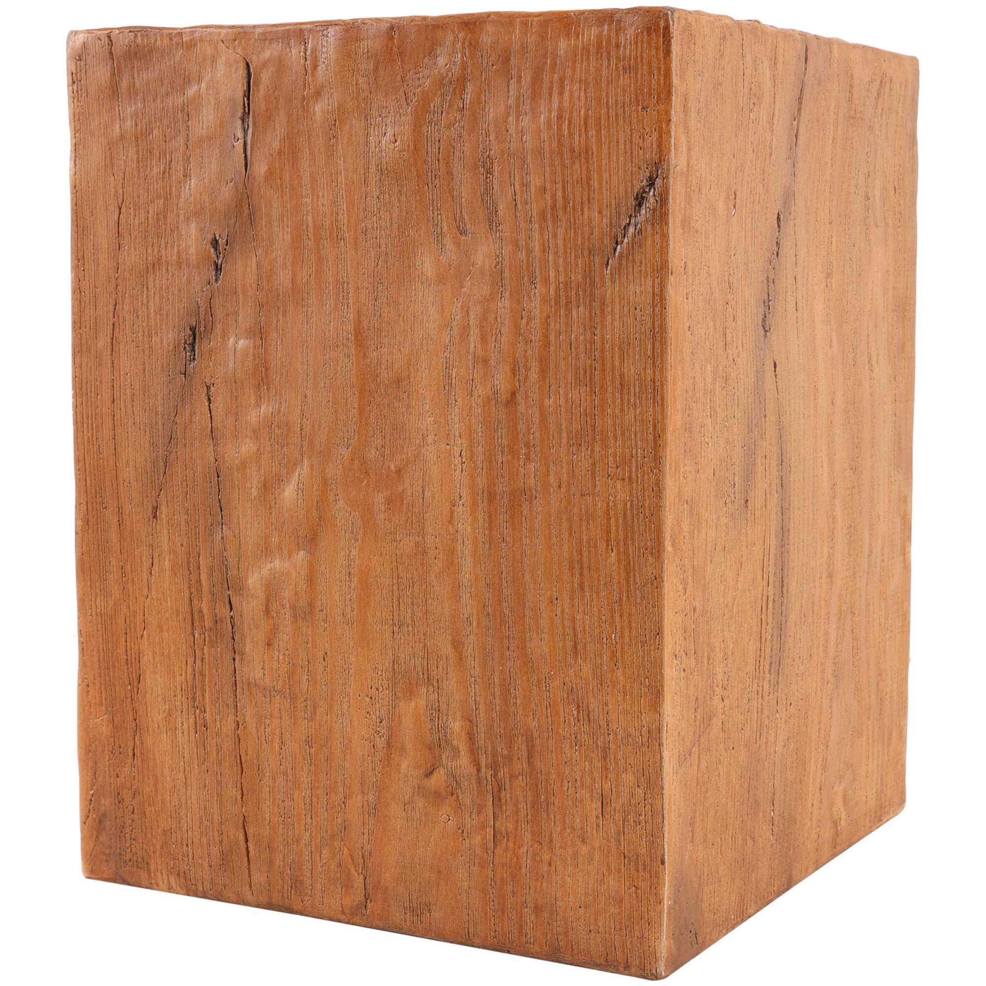 18" Natural Textured Wood Grain Outdoor Accent Table